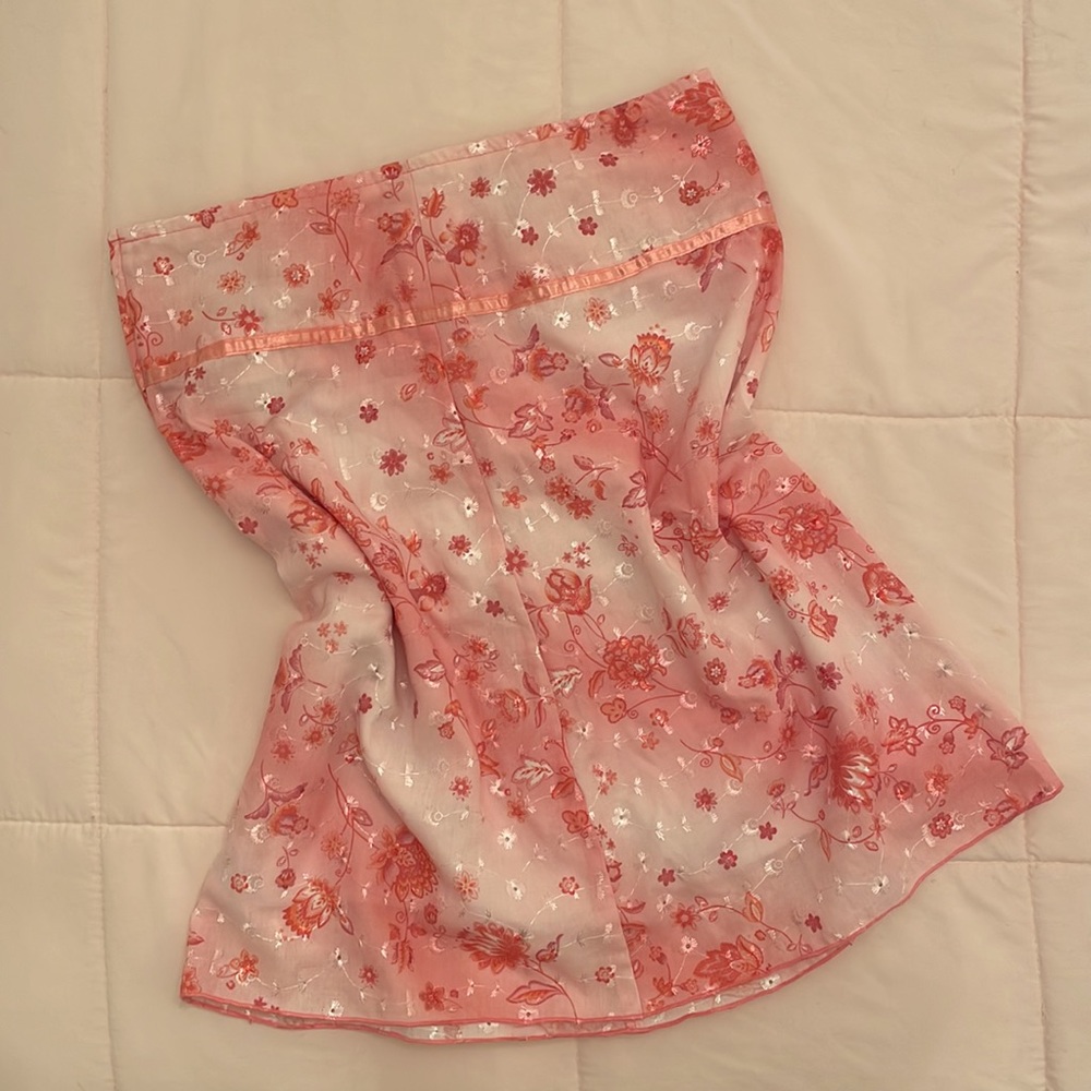 ExactChange Pink Embroidered Floral Vintage Skirt